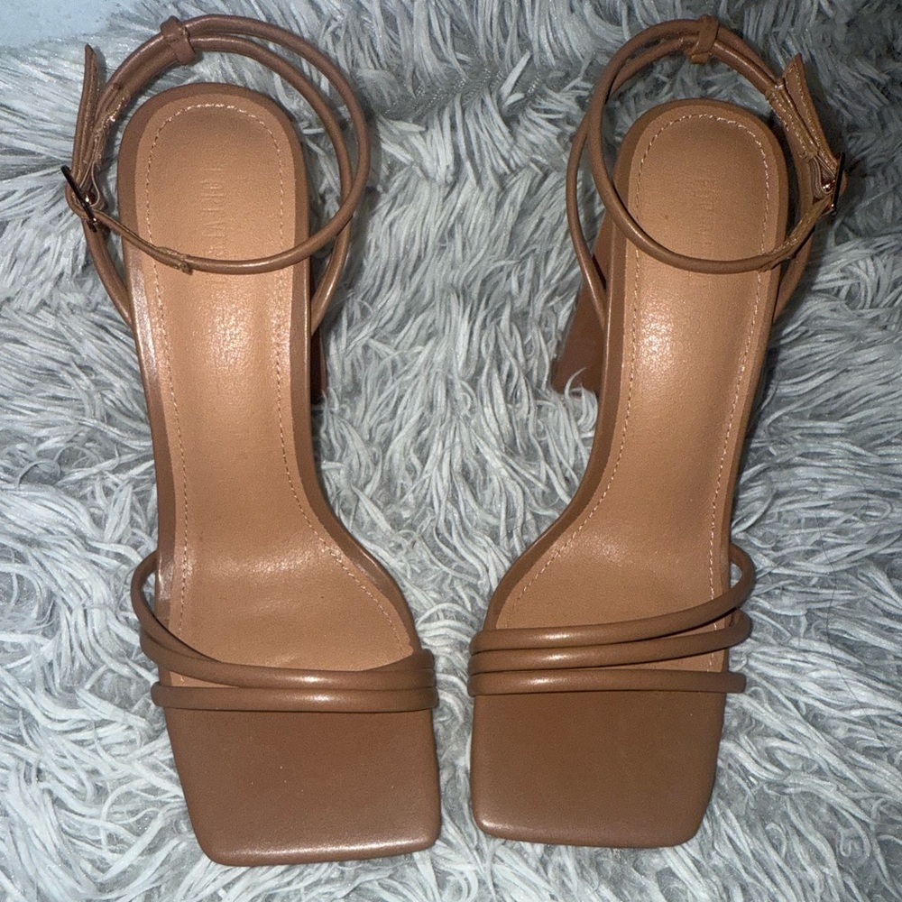Forever 21 Tan Strappy Heels